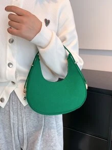 Minimalist Zipper Hobo Bag - Green - View 8