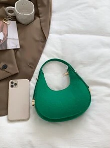 Minimalist Zipper Hobo Bag - Green - View 5