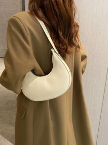 小號流浪包米色簡約頂部提手日常 - 白色 - 查看 2