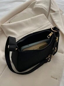Mini Stitch Detail Hobo Bag - Black - View 4