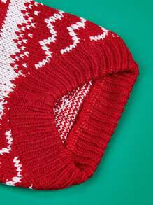Snowflake & Wavy Pattern Pet Sweater (1pc) - Red and White - View 3