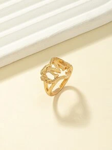 Anillo con adorno de corazón - Amarillo Oro - Ver 2