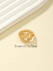 Anillo con adorno de corazón - Amarillo Oro - Ver 3