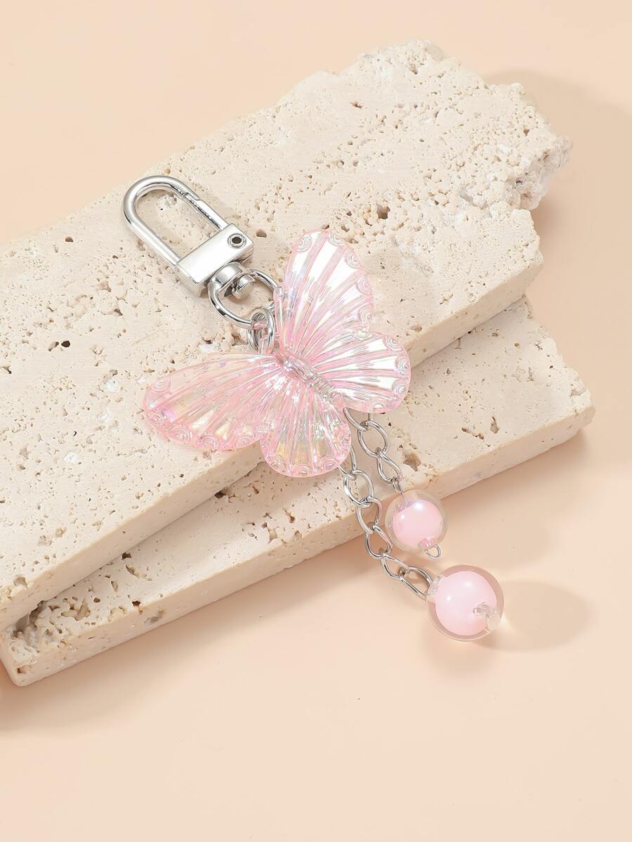 蝴蝶和珠子装饰 包包挂饰 钥匙扣 汽车挂件 手机挂饰 包包配件 礼物 情人节 时尚 适合青少年女孩 女士 大学生 老师 白领人士 新秀和白领人士 礼物 配饰 装饰 汽车配件 女士钥匙扣 挂饰 可爱钥匙扣 - 粉色 - 查看 1