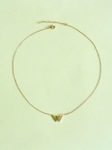 Rhinestone Decor Letter Charm Necklace - Yellow Gold - View 2