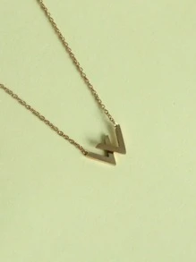 Rhinestone Decor Letter Charm Necklace - Yellow Gold - View 3