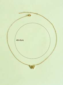 Rhinestone Decor Letter Charm Necklace - Yellow Gold - View 4