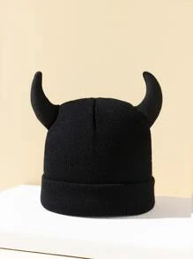 Gorro de invierno decorado con cuernos para hombre, regalo informal para uso diario para amigo/a