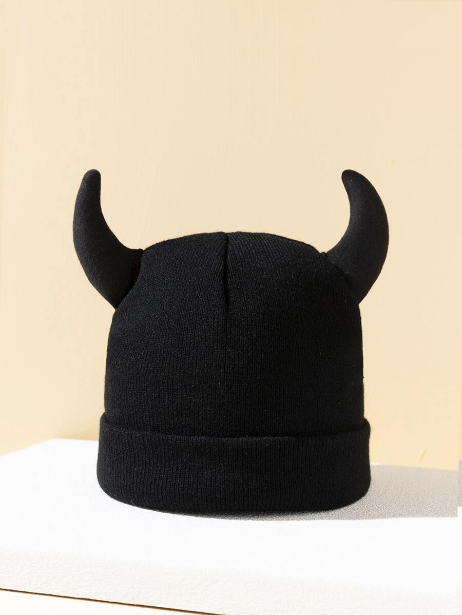 Gorro de invierno decorado con cuernos para hombre, regalo informal para uso diario para amigo/a