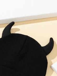 Gorro de invierno decorado con cuernos para hombre, regalo informal para uso diario para amigo/a