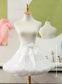 1入組女士白色蓬蓬裙底裙，適用於春季/秋季，可作為雲朵/芭蕾舞裙/角色扮演裝扮的時尚裙底