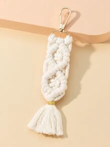 流苏装饰 包饰 钥匙扣 汽车吊坠 手机挂饰 包包配饰 礼物 情人节 时尚潮流 适合青少年 女孩 女士 大学生 老师 白领人士 新秀和白领人士 礼品配饰 装饰礼品 树饰 钥匙链饰物 钩针编织 返校用品 教师礼物 - 米色 - 查看 1