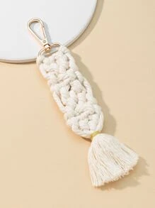 流苏装饰 包饰 钥匙扣 汽车吊坠 手机挂饰 包包配饰 礼物 情人节 时尚潮流 适合青少年 女孩 女士 大学生 老师 白领人士 新秀和白领人士 礼品配饰 装饰礼品 树饰 钥匙链饰物 钩针编织 返校用品 教师礼物 - 米色 - 查看 4