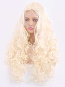 Peluca sintética largo rizado - Beis - Ver 4