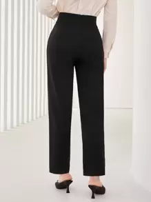 Mulvari Letter Patched Slant Pocket Suit Trousers - Black - View 2