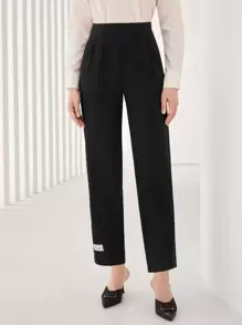 Mulvari Letter Patched Slant Pocket Suit Trousers - Black - View 5