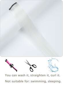 1入組20寸長直發夾式合成物發套，夜光白色，適用於萬聖節、角色扮演、時尚派對、聖誕新年女士兒童女孩禮物 - 白色 - 查看 8