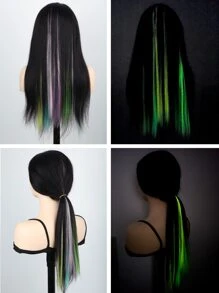 1入組20寸長直發夾式合成物發套，夜光白色，適用於萬聖節、角色扮演、時尚派對、聖誕新年女士兒童女孩禮物 - 白色 - 查看 4