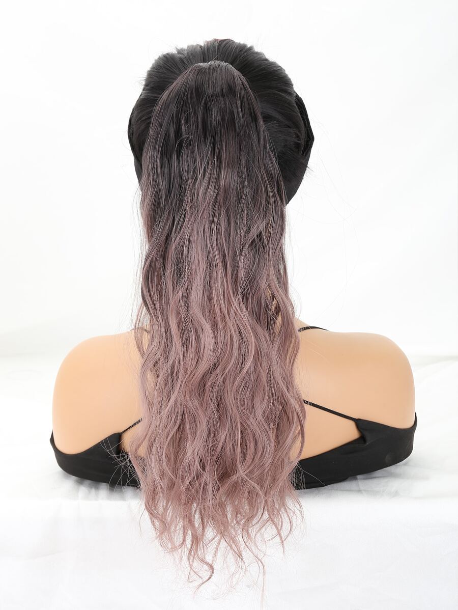 Ombre Medium Curly Ponytail Synthetic Hair Extension With Claw - Multicolor - View 1