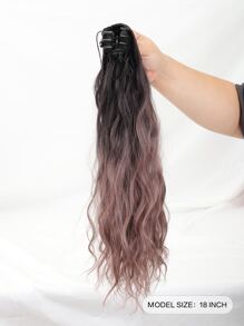 Ombre Medium Curly Ponytail Synthetic Hair Extension With Claw - Multicolor - View 2