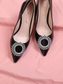 2 piezas Decoración de zapato con diseño de diamante de imitación - Plateado - Ver 1