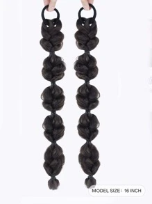 2pcs Long Curly Ponytail Synthetic Hair Extension - Black - View 2