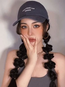 2pcs Long Curly Ponytail Synthetic Hair Extension - Black - View 3