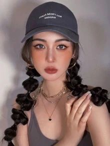 2pcs Long Curly Ponytail Synthetic Hair Extension - Black - View 4