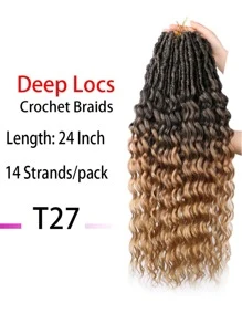 1Pack Faux Locs Crochet Hair With Curly Ends, Soft Locs Pre-looped Goddess Locs Crochet Hair New Locs Curly Deep Wave Crochet Locs Synthetic Hair Extensions(T27) - Multicolor - View 5