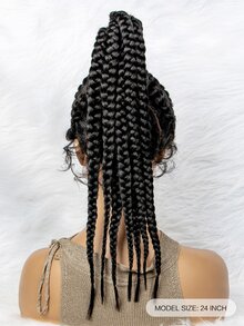 Lace Front Braided Synthetic Wig - Black - View 8