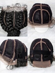 Lace Front Braided Synthetic Wig - Black - View 9