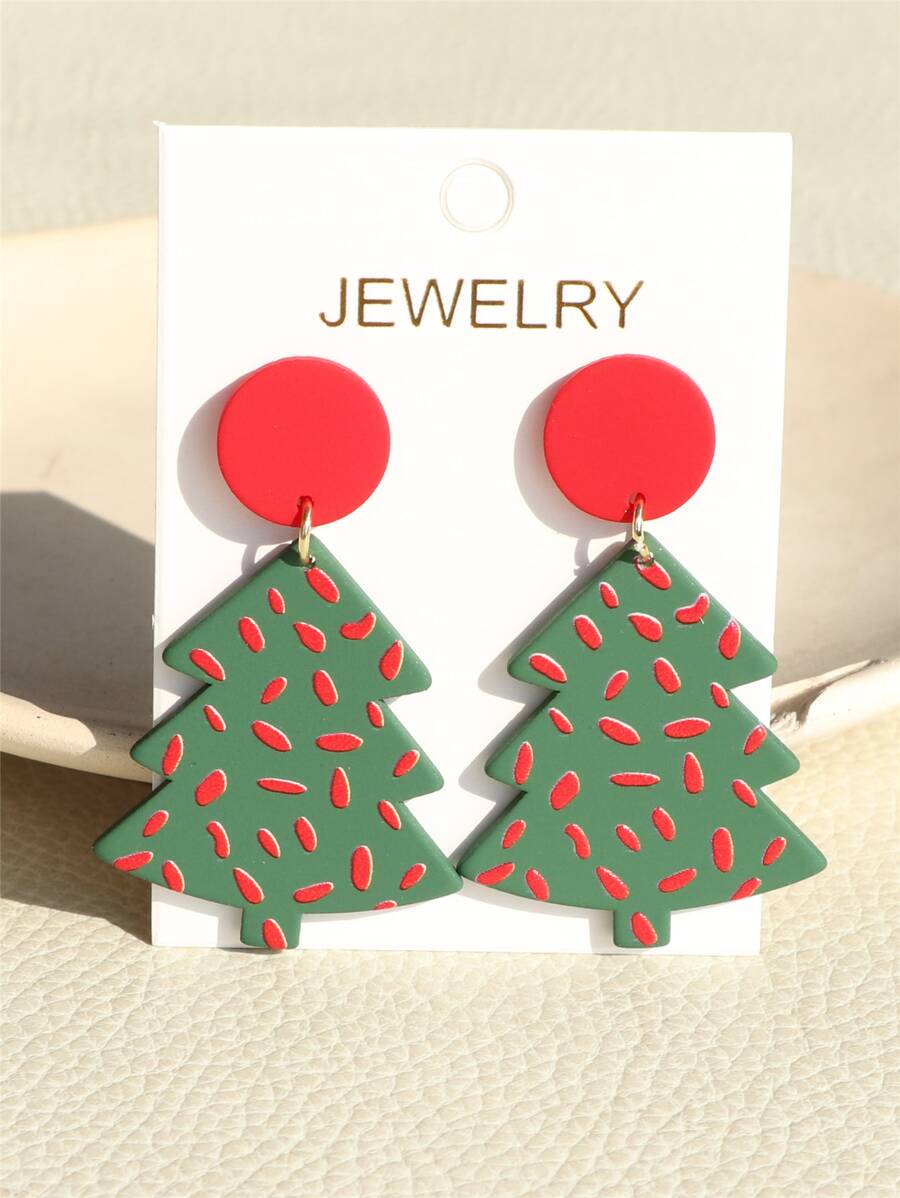 Pendientes largos árbol de Navidad