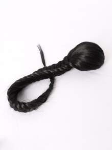Long Braided Ponytail Synthetic Hair Extension - Black - View 1