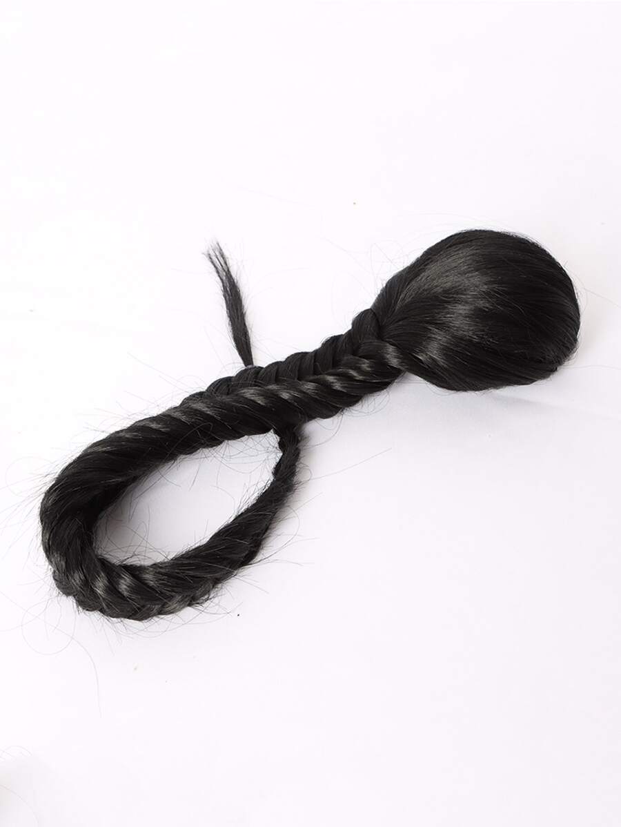 Long Braided Ponytail Synthetic Hair Extension - Black - View 1