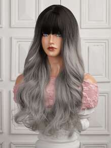 Haircube 28 Inch Đen Xám Ombre Nổ Dài Xoăn Đẹp Duyên Dáng Mê Hoặc Tổng Hợp Thời Trang Bộ Tóc Giả Dành Cho Nữ - Nhiều màu - Xem 3