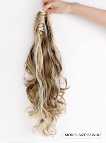 Claw Clip Long Curly Ponytail Synthetic Hair Extension - Multicolor - View 2