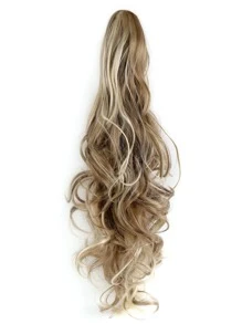 Claw Clip Long Curly Ponytail Synthetic Hair Extension - Multicolor - View 3