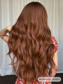 Nâu Dài 28 Inch Xoăn Tổng Hợp Tóc Giả Với Bangs Cho Nữ Tự Nhiên Sóng Thân Tóc Giả Dành Cho Bữa Tiệc Hàng Ngày Cosplay chịu Nhiệt Tóc Giả - màu nâu - Xem 3