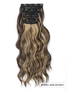 4pcs Clip In Medium Curly Synthetic Hair Extension - Multicolor - View 2