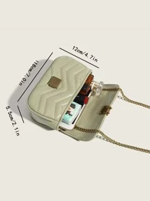 迷你鋸齒紋細節翻蓋鏈條方包 - 薄荷綠 - 查看 3