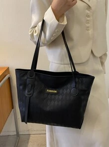 Túi vuông họa tiết kẻ caro Argyle Minimalist dung tích lớn dành cho nữ sinh viên đại học, tân binh và nhân viên văn phòng, hoàn hảo cho văn phòng, công việc, kinh doanh, đi làm Túi công sở tốt nhất dành cho phụ nữ - màu đen - Xem 3