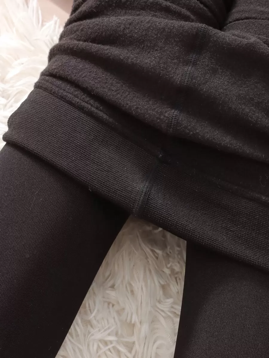 1双纯色加绒内衬抓绒紧身裤，舒适保暖