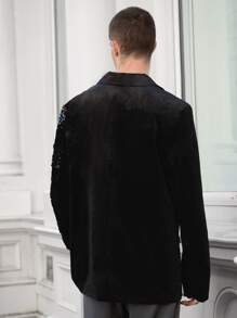 Manfinity Men Contrast Sequins Single Button Blazer - Black - View 2