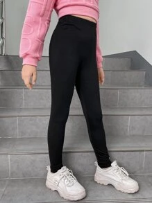 SHEIN Leap Crew Cô gái Tween In Gấu Flannel Xà cạp - màu đen - Xem 4