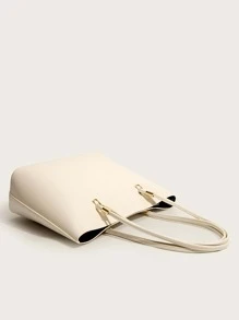 Minimalist Shoulder Tote Bag - Apricot - View 5