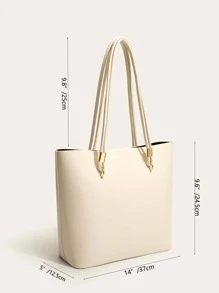 Minimalist Shoulder Tote Bag - Apricot - View 6