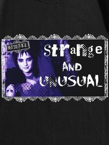 ROMWE MEN WB Horror | ROMWE Guys Figure And Slogan Graphic Tee - Black - View 6