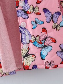 幼童女孩蝴蝶印花泰迪熊连帽夹棉外套 - 淺粉色 - 查看 5