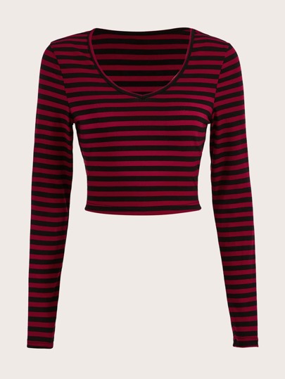 Grunge Punk Gestreiftes Crop Top