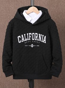 Áo nỉ có túi kangaroo, thêu chữ, dành cho bé trai tuổi teen (không kèm áo sơ mi). - màu đen - Xem 1